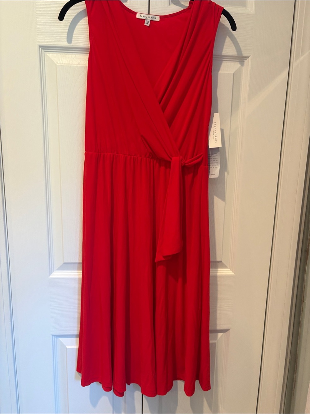 Tash+Sophie NWT, Red Sleeveless Wrap-Style Dress Medium